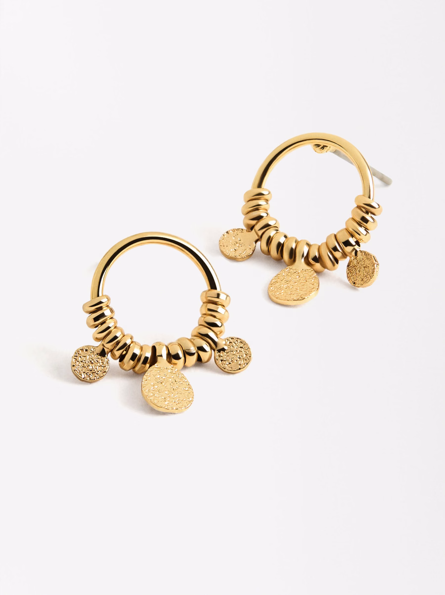 Creolen Mit Hammerschlag-Effekt, Gold